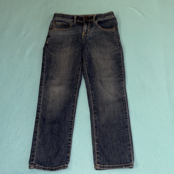 PLACE denim blue jeans stretch straight leg adjustable waistband 5 pocket size 7 - Picture 3 of 13